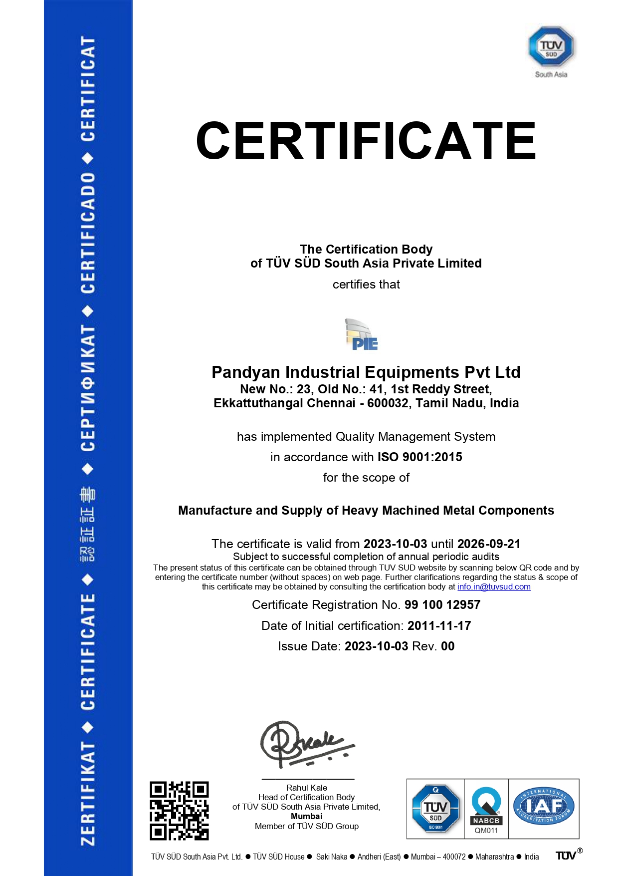 Pandyan Industrial Certificate